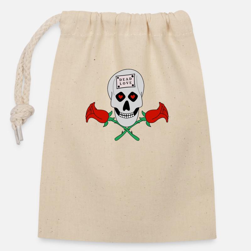 Dead Love - Skull - Closable cotton gift bag (14x20cm) - nature