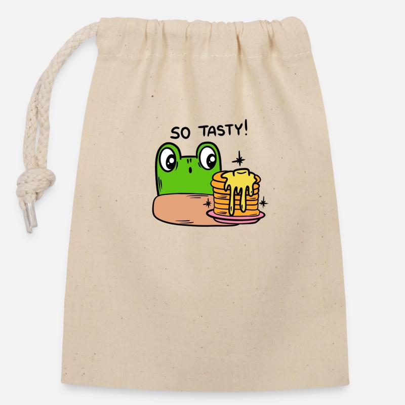 Drôle de grenouille, crapaud - Sac cadeau en coton avec cordon (14 x 20 cm) - nature