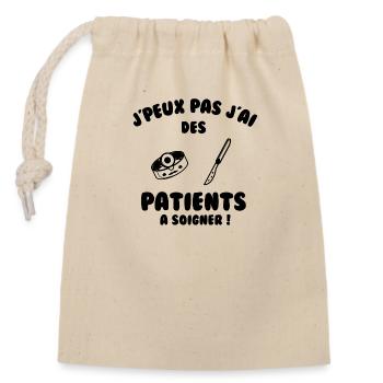 Patient à soigner - Sac cadeau en coton avec cordon (14 x 20 cm) - nature - Devant
