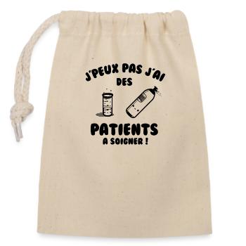 Patient à soigner - Sac cadeau en coton avec cordon (14 x 20 cm) - nature - Devant