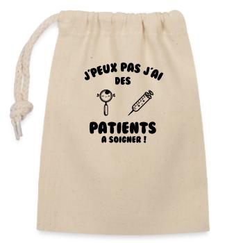 Patient à soigner - Sac cadeau en coton avec cordon (14 x 20 cm) - nature - Devant