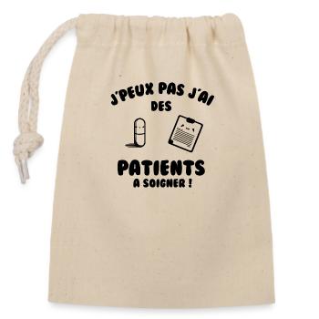 Patient a soigner - Sac cadeau en coton avec cordon (14 x 20 cm) - nature - Devant