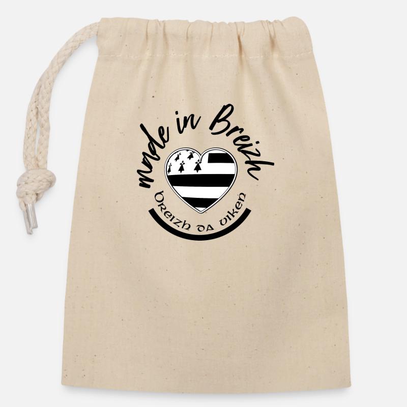 made in breizh - Sac cadeau en coton avec cordon (14 x 20 cm) - nature