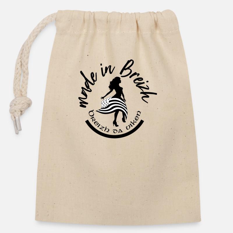 made in breizh - Sac cadeau en coton avec cordon (14 x 20 cm) - nature
