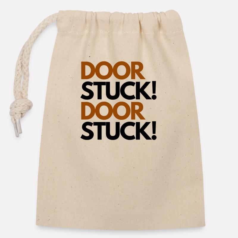 MÈME BLOQUÉ À LA PORTE! - Sac cadeau en coton avec cordon (14 x 20 cm) - nature