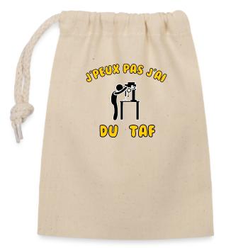 J’peux pas j’ai du taf - Sac cadeau en coton avec cordon (14 x 20 cm) - nature - Devant