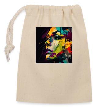 Abstract Woman Design - Closable cotton gift bag (14x20cm) - nature - Front