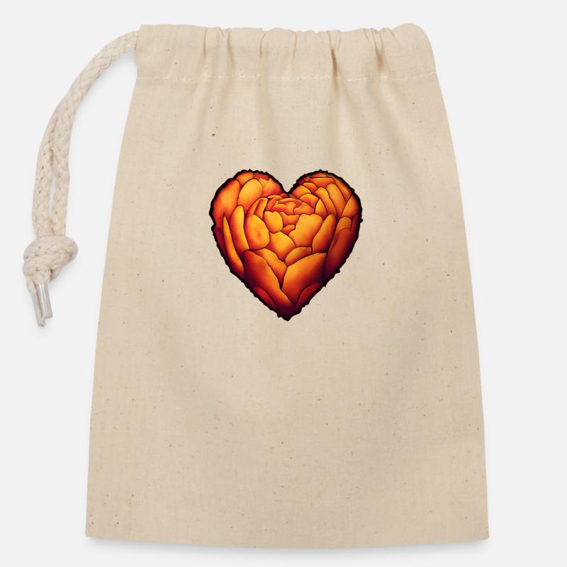Heart - Closable cotton gift bag (14x20cm) - nature
