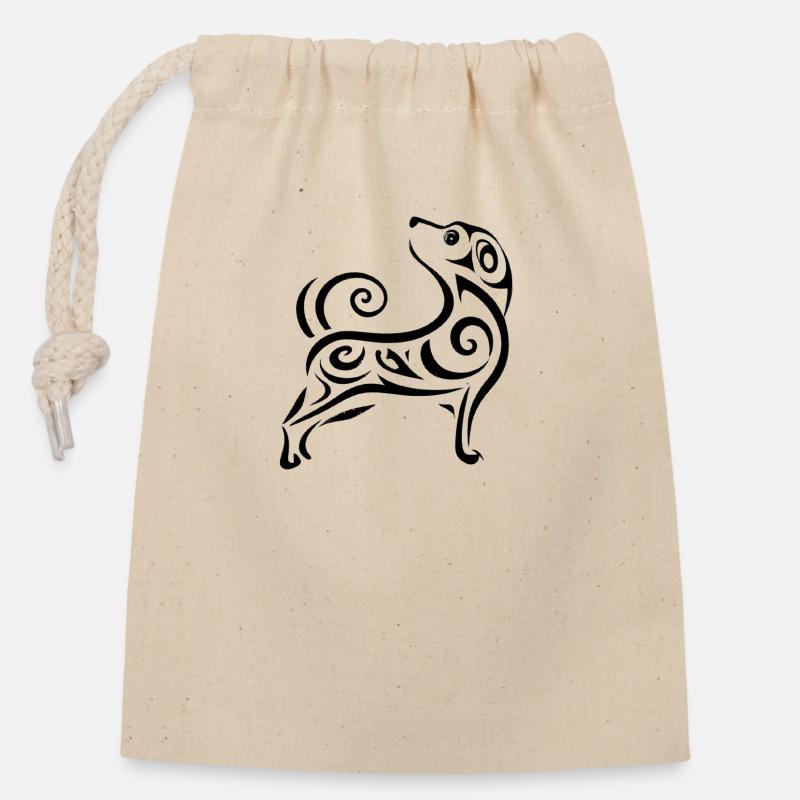 Conception esthétique du chien - Sac cadeau en coton avec cordon (14 x 20 cm) - nature