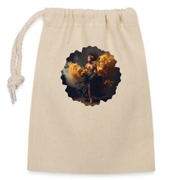 Frau mit Blumen-Design - Verschließbarer Geschenkbeutel aus Baumwolle (14x20cm) - Natur - Vorne
