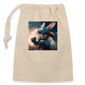 Rabbit Fighter - Closable cotton gift bag (14x20cm) - nature - Front