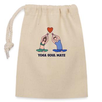 YOGA SOUL MATE - Verschließbarer Geschenkbeutel aus Baumwolle (14x20cm) - Natur - Vorne