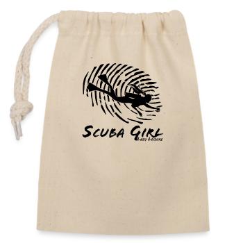 Fingerabdruck Scuba Girl - Verschließbarer Geschenkbeutel aus Baumwolle (14x20cm) - Natur - Vorne