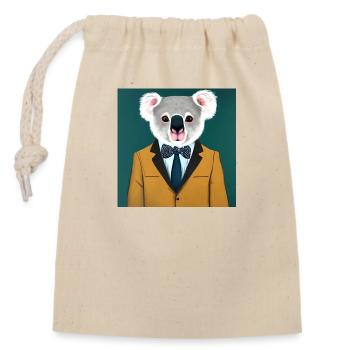 Hipster Animals Funny Design Koala in Suit Fun - Closable cotton gift bag (14x20cm) - nature - Front