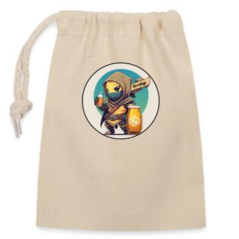 A friendly ninja with beer - Closable cotton gift bag (14x20cm) - nature - Front