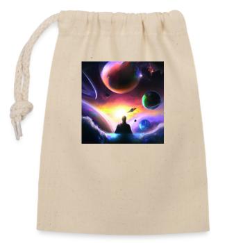 1b - Sac cadeau en coton avec cordon (14 x 20 cm) - nature - Devant