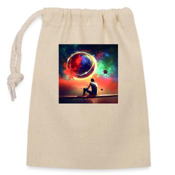 3b - Sac cadeau en coton avec cordon (14 x 20 cm) - nature - Devant