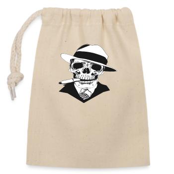Crâne de gangster - Sac cadeau en coton avec cordon (14 x 20 cm) - nature - Devant
