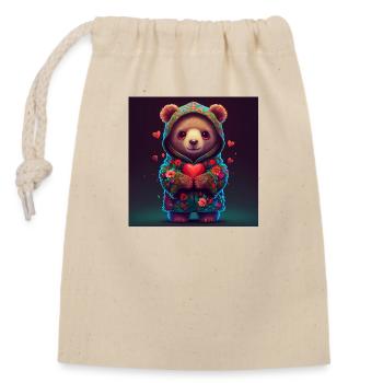 süßer teddy bär - Verschließbarer Geschenkbeutel aus Baumwolle (14x20cm) - Natur - Vorne