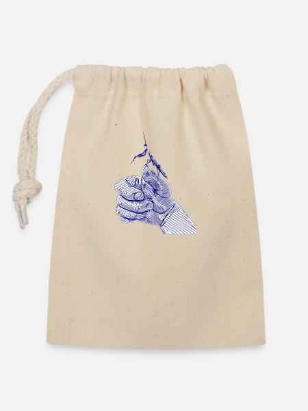 Praying mantis Linen Art Design - Closable cotton gift bag (14x20cm) - nature