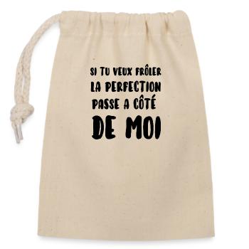 Perfection humour - Sac cadeau en coton avec cordon (14 x 20 cm) - nature - Devant
