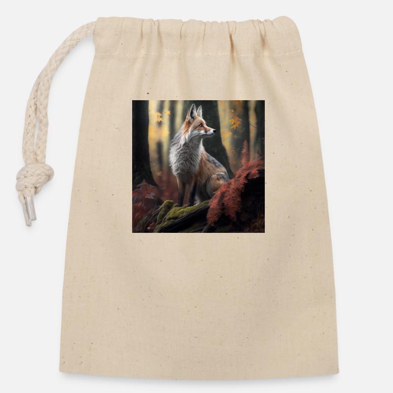 Fuchs - Verschließbarer Geschenkbeutel aus Baumwolle (14x20cm) - Natur
