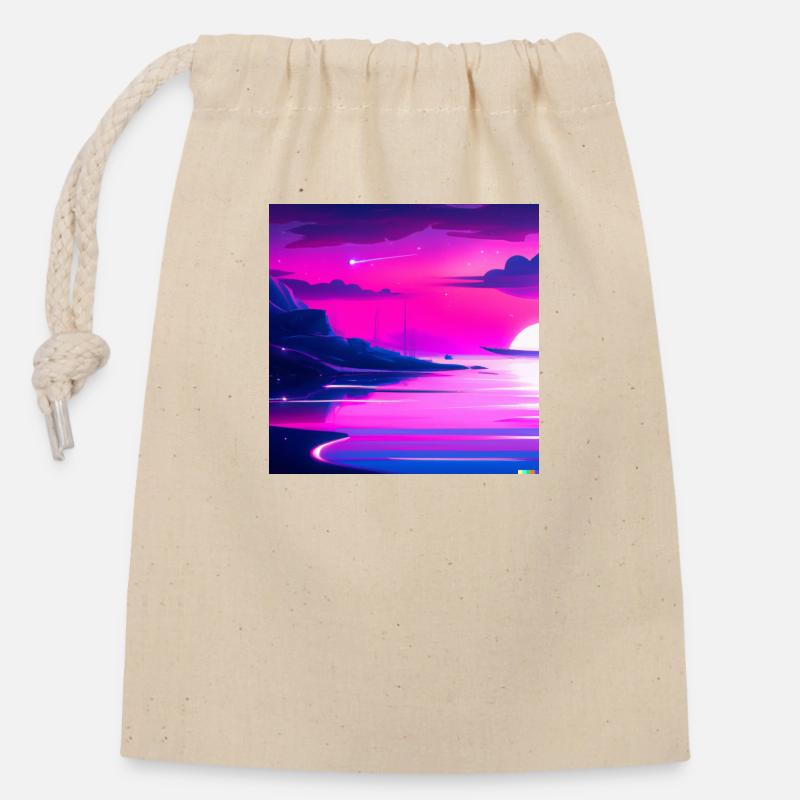 SUNSET - Closable cotton gift bag (14x20cm) - nature