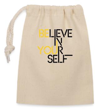 Be You White Tee - Verschließbarer Geschenkbeutel aus Baumwolle (14x20cm) - Natur - Vorne
