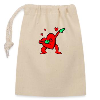 Mon coeur dab - Sac cadeau en coton avec cordon (14 x 20 cm) - nature - Devant