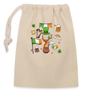 Éléments de la Saint-Patrick - Sac cadeau en coton avec cordon (14 x 20 cm) - nature - Devant