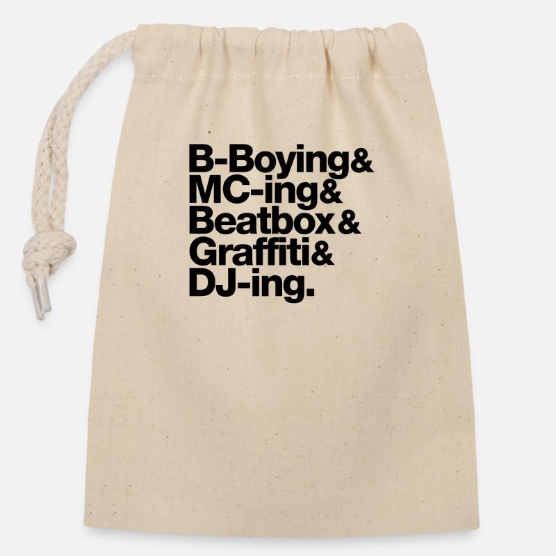 Hip Hop Five Elements schwarz - Verschließbarer Geschenkbeutel aus Baumwolle (14x20cm) - Natur