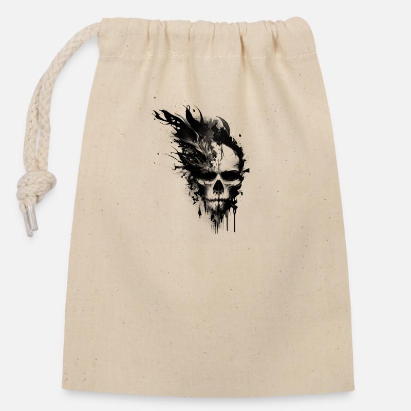Splash multicolor skull - Closable cotton gift bag (14x20cm) - nature