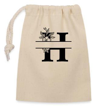 Personalisierter Blumenbuchstabe H - Verschließbarer Geschenkbeutel aus Baumwolle (14x20cm) - Natur - Vorne