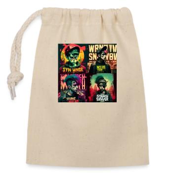 Strange new world in Cyber Punk - Closable cotton gift bag (14x20cm) - nature - Front