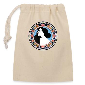 Woman Badge ArtNouvaue 06 01 - Closable cotton gift bag (14x20cm) - nature - Front