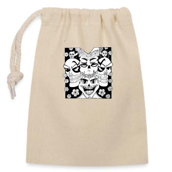 Skull combo - Closable cotton gift bag (14x20cm) - nature - Front