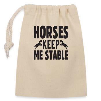 Horses keep me Stable - Verschließbarer Geschenkbeutel aus Baumwolle (14x20cm) - Natur - Vorne
