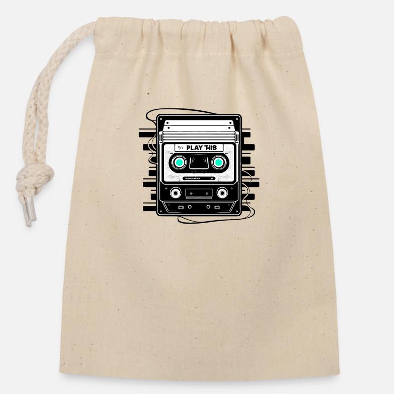Play this 90 s MBP - Sac cadeau en coton avec cordon (14 x 20 cm) - nature
