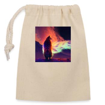 Flames Wolf/Fox Northern Lights, Colored Fire - Closable cotton gift bag (14x20cm) - nature - Front