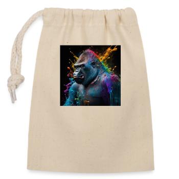 Colored gorilla, unique design - Closable cotton gift bag (14x20cm) - nature - Front