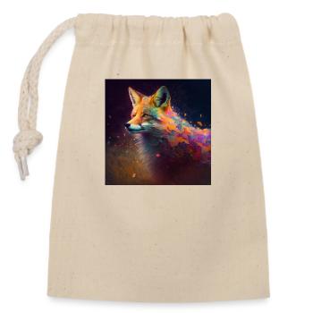 Colored fox, unique design - Closable cotton gift bag (14x20cm) - nature - Front