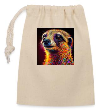 Colored meerkat, unique design - Closable cotton gift bag (14x20cm) - nature - Front