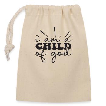 i am a child of god - Closable cotton gift bag (14x20cm) - nature - Front