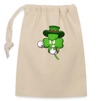 Angry Four-Leaf Clover Character Ready To Fight - Closable cotton gift bag (14x20cm) - nature - Front