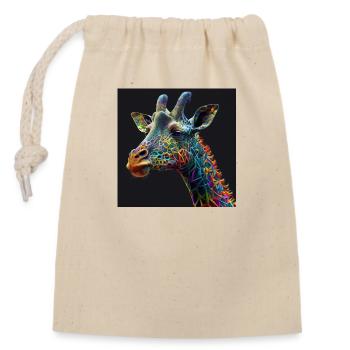 Colored giraffe, unique design - Closable cotton gift bag (14x20cm) - nature - Front