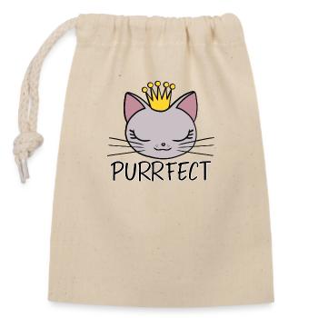 Minette, chatte, chat mignon purrfect - Sac cadeau en coton avec cordon (14 x 20 cm) - nature - Devant