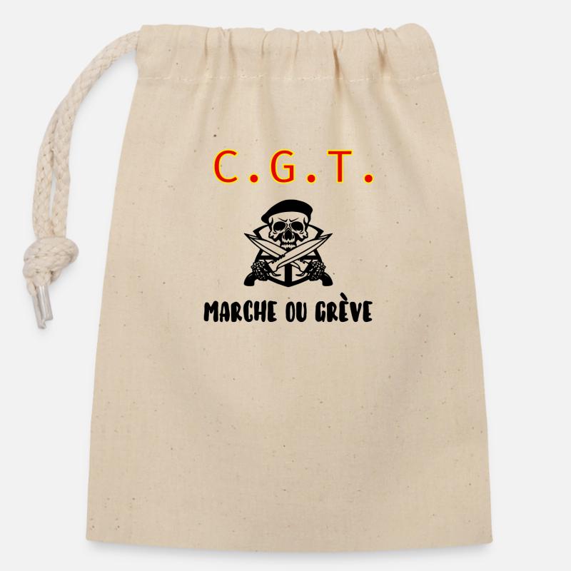Cgt - Sac cadeau en coton avec cordon (14 x 20 cm) - nature