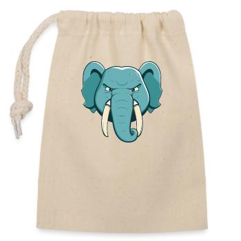 Elefant - Verschließbarer Geschenkbeutel aus Baumwolle (14x20cm) - Natur - Vorne