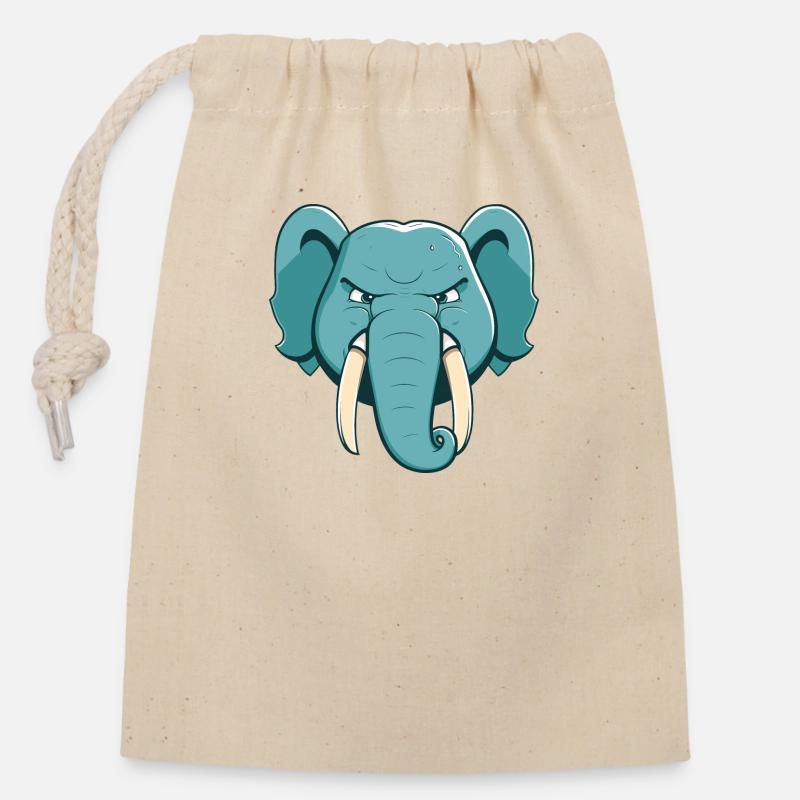 Elefant - Verschließbarer Geschenkbeutel aus Baumwolle (14x20cm) - Natur