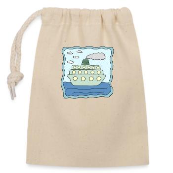 A ship design - Closable cotton gift bag (14x20cm) - nature - Front